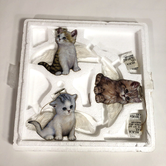 3 Purrfect Little Angels Kitten Ornaments Misty Fluffy Cat Bradford Editions - Picture 3 of 9